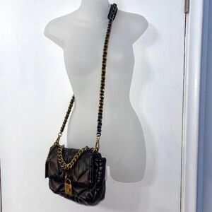 Steve Madden TERRA Quilted Black/Gold crossbody bag